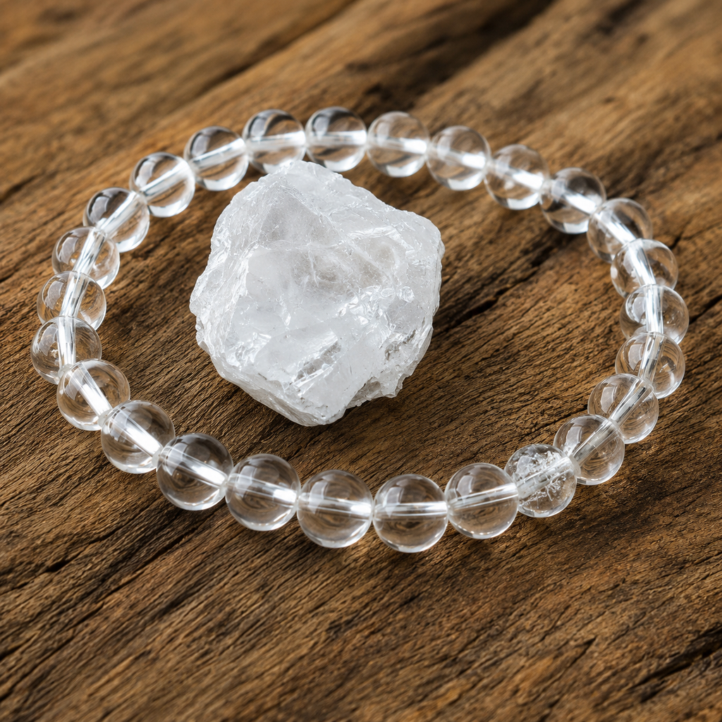 Bracciale in Quarzo Chiaro per Chiarezza, Serenità ed Energia Positiva