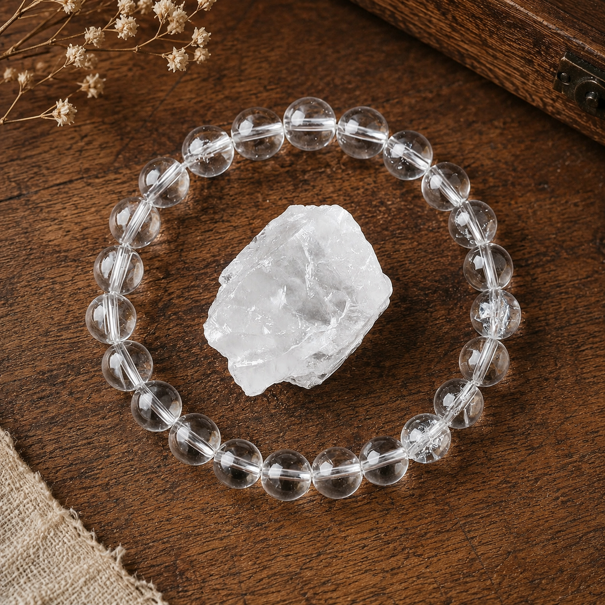 Bracciale in Quarzo Chiaro per Chiarezza, Serenità ed Energia Positiva