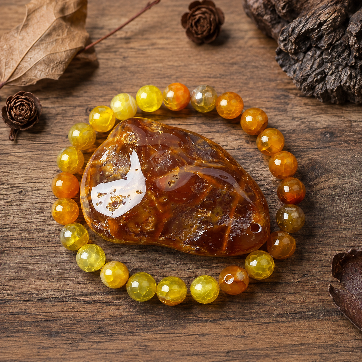Bracciale in Agata Gialla per Ottimismo, Gioia e Energia Positiva