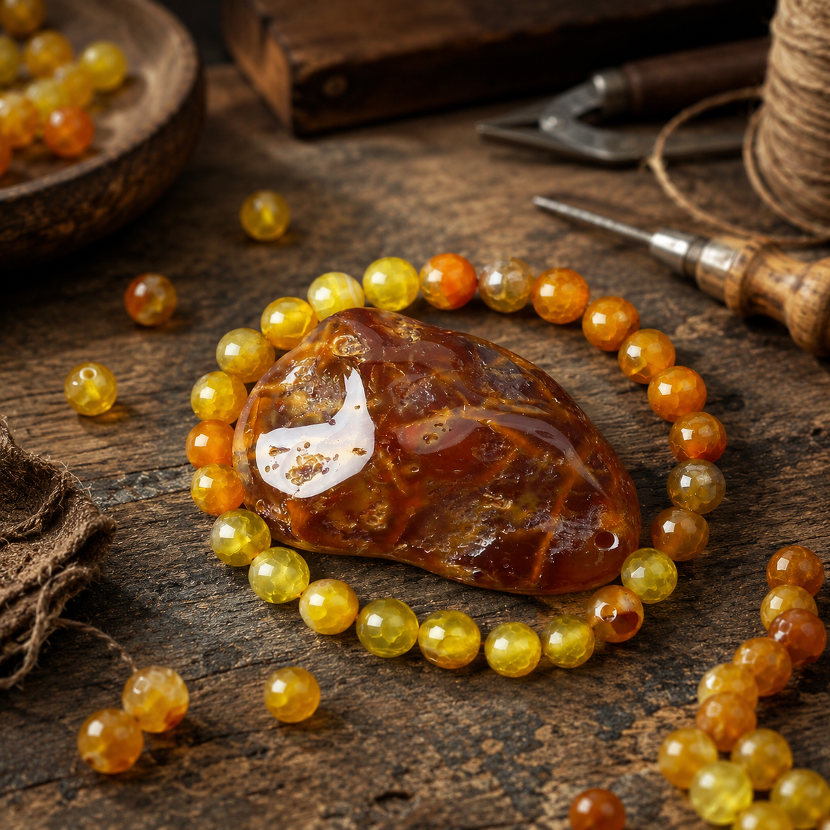 Bracciale in Agata Gialla per Ottimismo, Gioia e Energia Positiva