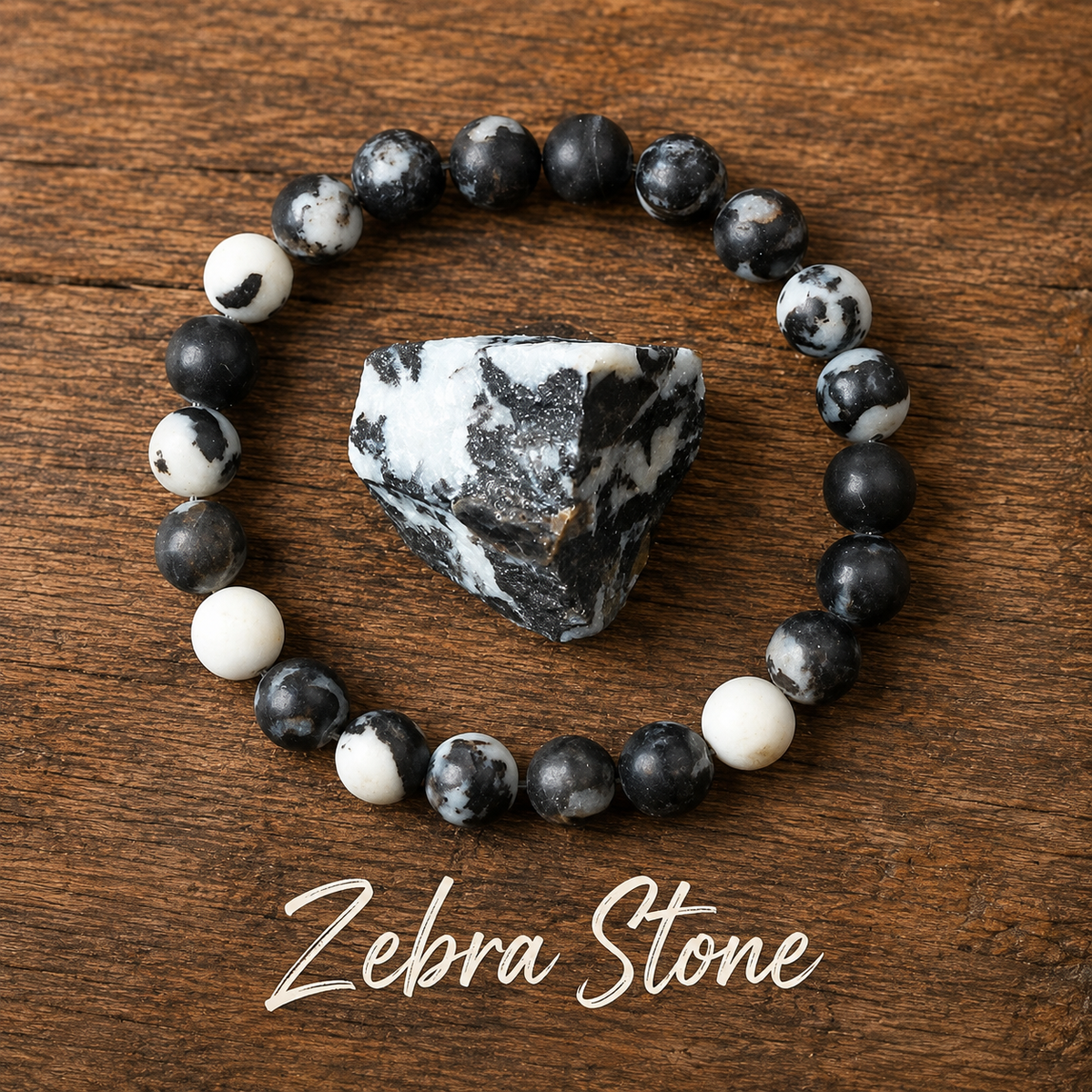 Bracciale in Giada Zebra per Equilibrio, Radicamento e Motivazione