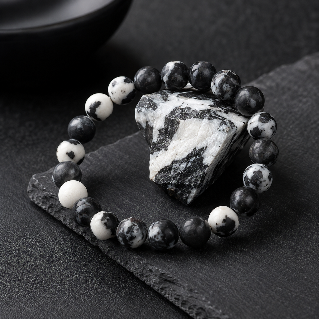 Bracciale in Giada Zebra per Equilibrio, Radicamento e Motivazione