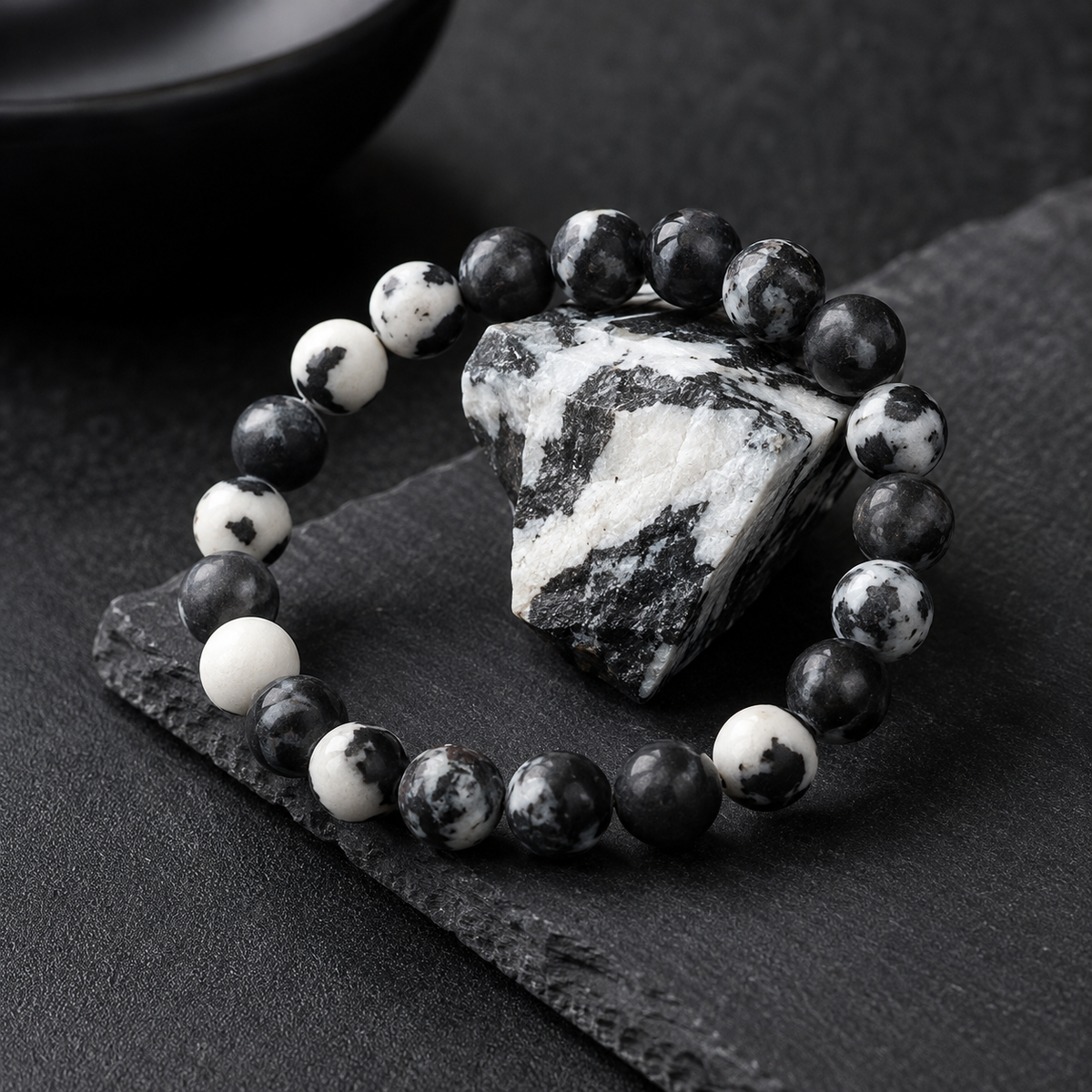 Bracciale in Giada Zebra per Equilibrio, Radicamento e Motivazione