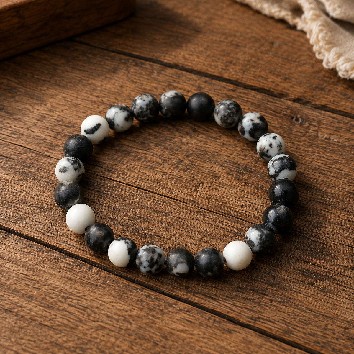 Bracciale in Giada Zebra per Equilibrio, Radicamento e Motivazione