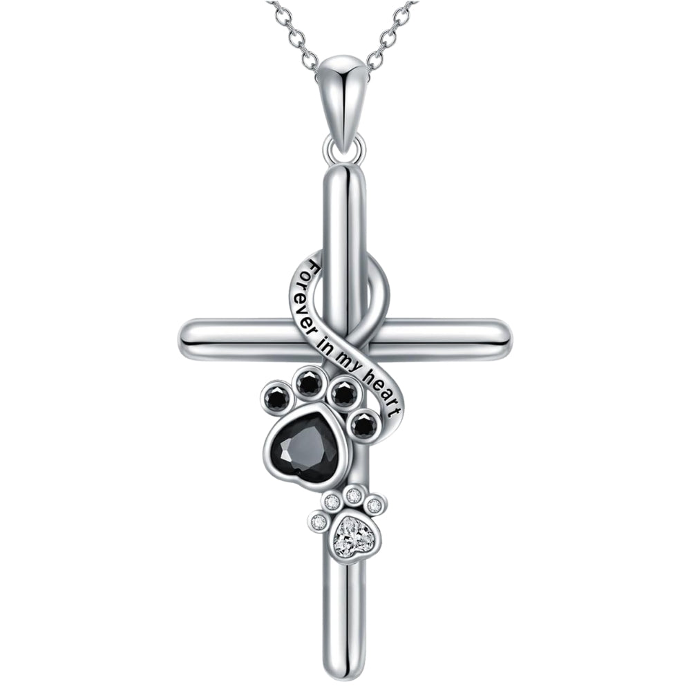 Collana con Zampa e Croce in Argento Sterling 925